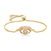Evil Eye Good Baguette Cubic Zirconia American Diamond Slider Bracelet