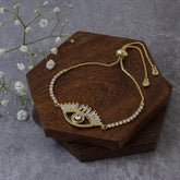 Gold CZ Slider Turkish Evil Eye Bracelet For Women