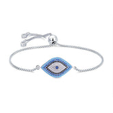 Silver Blue Evil Eye Lucky CZ American Diamond Bracelet
