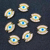 Gold Blue Evil Eye Nazariya Cubic Zirconia American Diamond Centre Pcs For Women