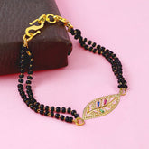 Leaf Petal Floral 18K Gold Cubic Zirconia American Diamond Adjustable Hand Wrist Mangalsutra Bracelet Women