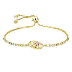 Gold Slider Flower Leaf Bracelet For Women