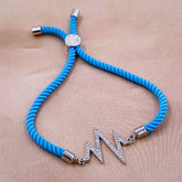 Lifeline Heart Beat Copper Silver Blue CZ Thread Bracelet