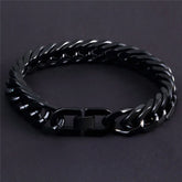 Glossy Black Curb Cuban 316L Stainless Steel Bracelet For Men