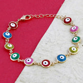 Turkish Evil Eye Lucky Multi Colour 18K Gold Plated Bracelet