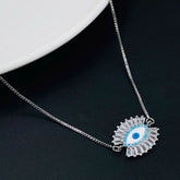 Turkish Blue Evil Eye American Diamond Necklace Pendant Chain Women