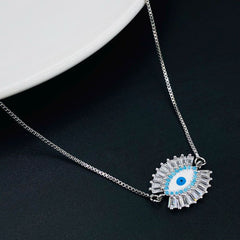 Turkish Blue Evil Eye American Diamond Necklace Pendant Chain Women