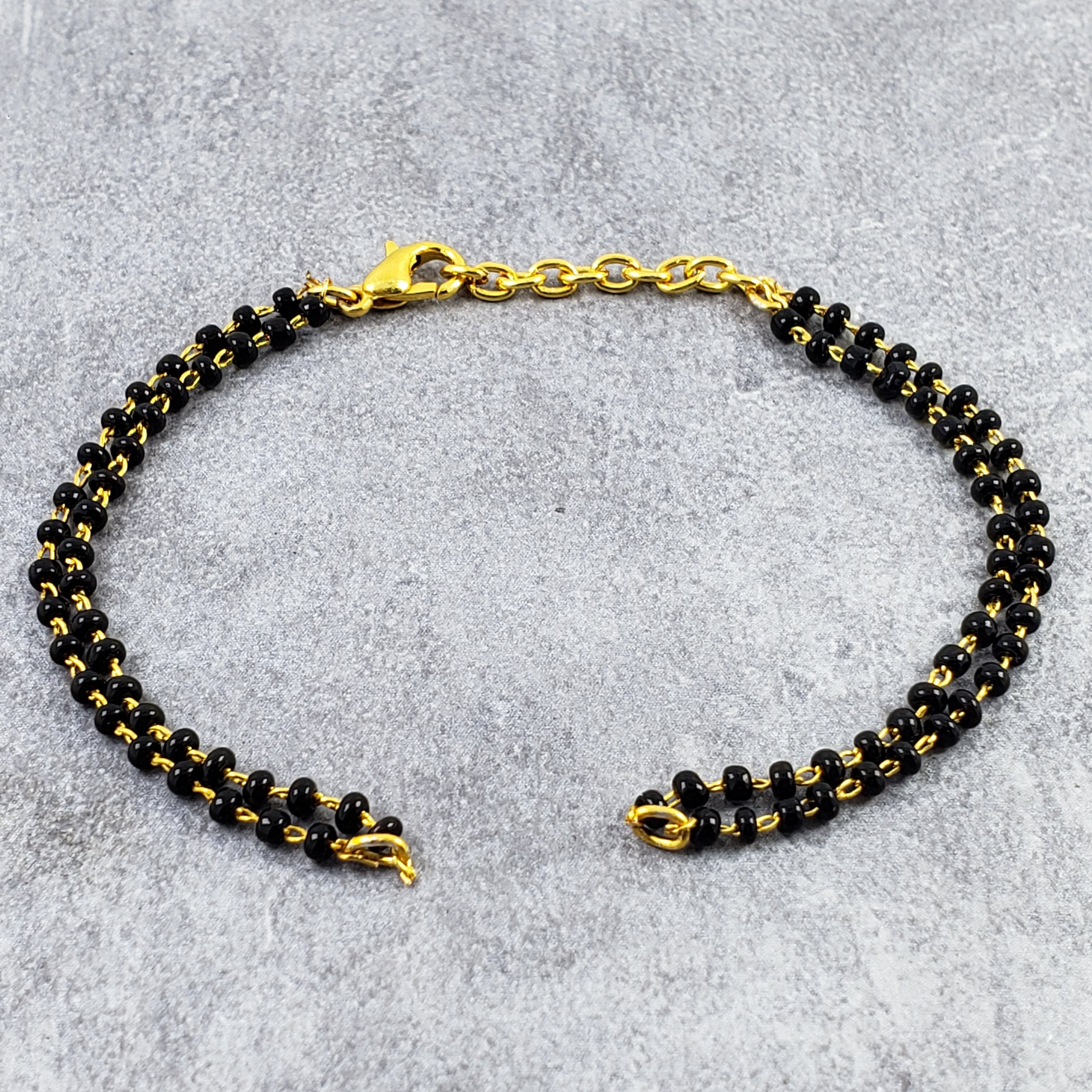 Black Beads Double Layer Bracelet Hand Mangalsutra For Women