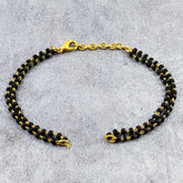 Black Beads Double Layer Bracelet Hand Mangalsutra For Women