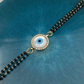 Evil Eye Nazariya Mother Of Pearl Zircon American Diamond Charm Hand Haath Mangalsutra Bracelet For Women