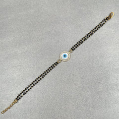 Evil Eye Nazariya Mother Of Pearl Zircon American Diamond Charm Hand Haath Mangalsutra Bracelet For Women