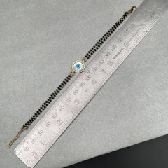 Evil Eye Nazariya Mother Of Pearl Zircon American Diamond Charm Hand Haath Mangalsutra Bracelet For Women