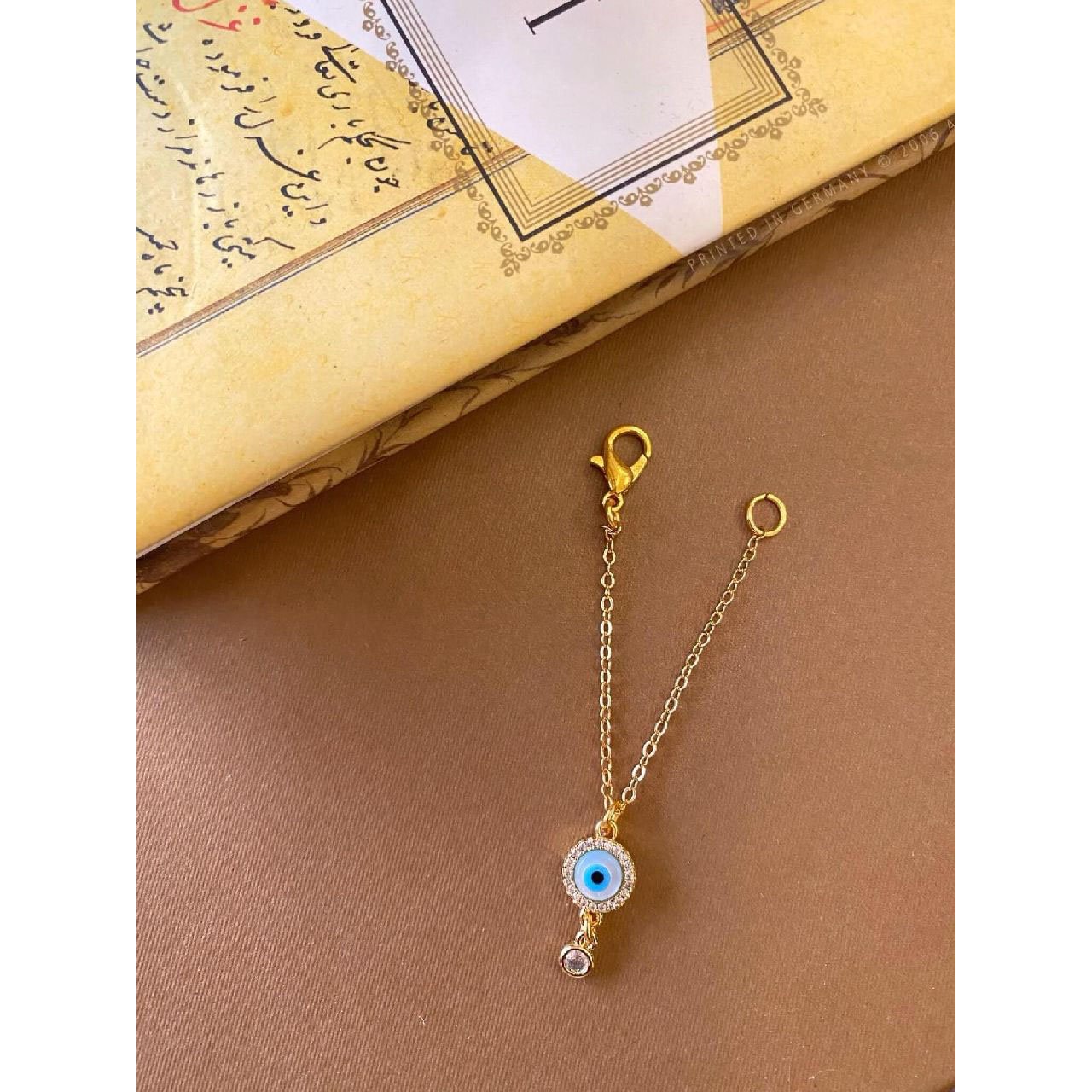 Copper Evil Eye Cubic Zirconia Drop Gold Watch Charm For Women