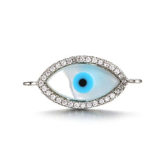 Evil Eye Oval Black Silver American Diamond Copper Centre Pcs For Women