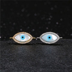 Evil Eye Oval Black Silver American Diamond Copper Centre Pcs For Women