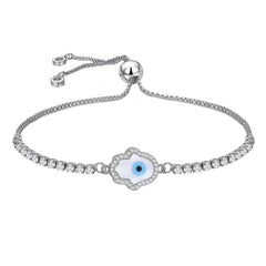 Blue Hamsa Slider Turkish Evil Eye Bracelet For Women