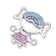 Cute Baby Girl Charms Cubic Zirconia Adjustable Slider Extender Extension Silver Bracelet
