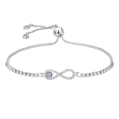 Blue Silver Slider Infinity Turkish Evil Eye Bracelet For Women
