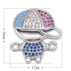 Cute Baby Boy Charms Cubic Zirconia Adjustable Slider Extender Extension Silver Bracelet