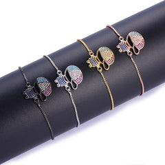 Cute Baby Boy Charms Cubic Zirconia Adjustable Slider Extender Extension Silver Bracelet