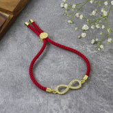 Infinity 18K Gold Pink Cubic Zirconia Adjustable Thread Bracelet