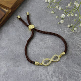 Infinity 18K Gold Brown Cubic Zirconia Adjustable Thread Bracelet