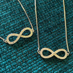 Infinity American Diamond Gold Necklace Pendant Chain