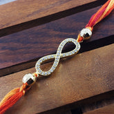 Infinity Valentine Love 18K Gold CZ American Diamond Thread Rakhi