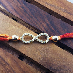 Infinity Valentine Love 18K Gold CZ American Diamond Thread Rakhi