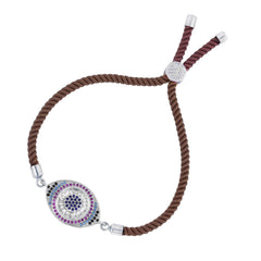 Brown White Thread Turkish Evil Eye Bracelet For Women
