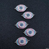 Evil Eye Nazariya Silver Pink Blue Black CZ Charm Centre Pcs