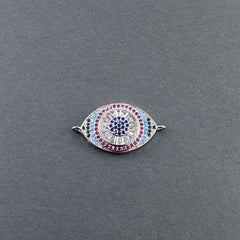 Evil Eye Nazariya Silver Pink Blue Black American Diamond Charm Centre Pcs For Women