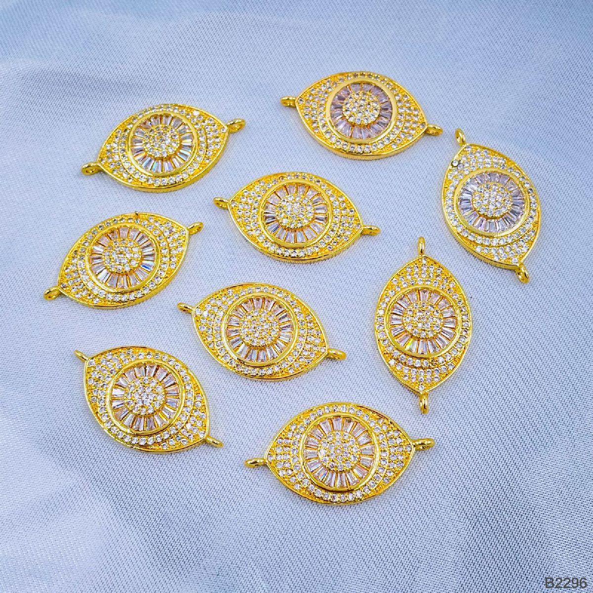 Turkish Evil Eye Cubic Zirconia Gold Centre Pcs For Women