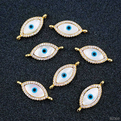 Evil Eye Oval Black Silver American Diamond Copper Centre Pcs For Women