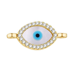 Evil Eye Oval Black Silver American Diamond Copper Centre Pcs For Women