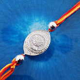 Turkish Evil Eye Cubic Zirconia Silver Thread Rakhi For Men