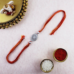 Turkish Evil Eye Cubic Zirconia Silver Thread Rakhi For Men