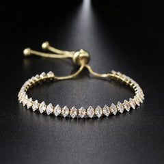 Gold Cubic Zirconia Slider Bracelet For Women