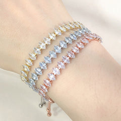 Gold Cubic Zirconia Slider Bracelet For Women