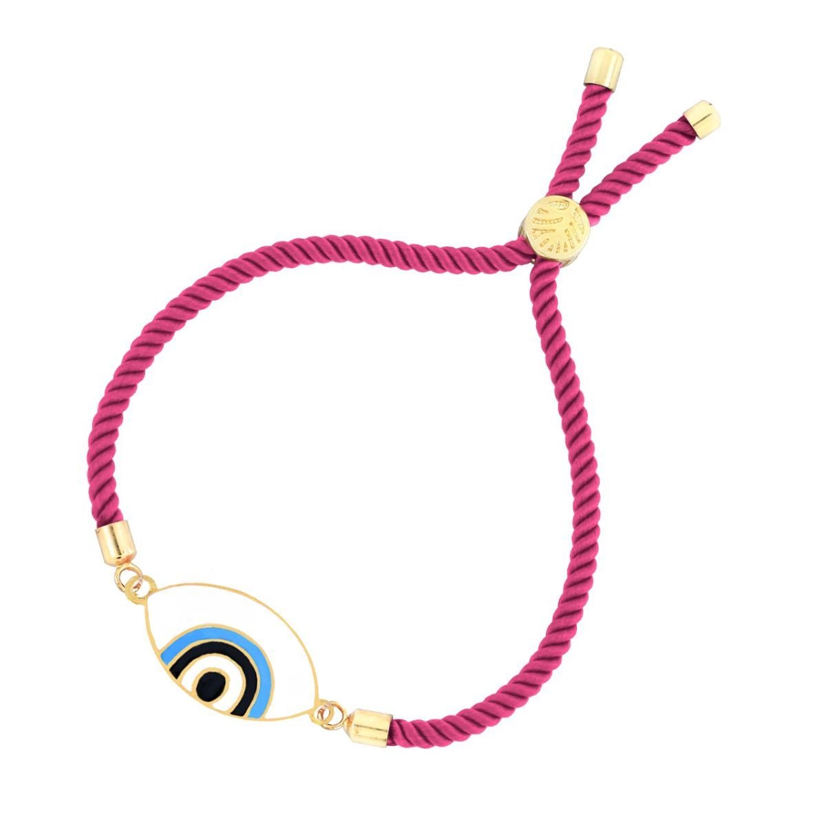 Pink White Enamel Thread Turkish Evil Eye Bracelet For Women