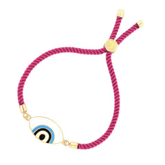 Pink White Enamel Thread Turkish Evil Eye Bracelet For Women