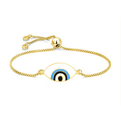 Gold White Slider Turkish Evil Eye Bracelet For Women