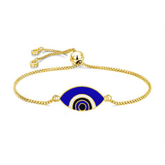 Gold Blue Slider Turkish Evil Eye Bracelet For Women
