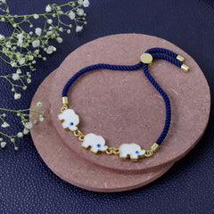 3 Elephant Blue White Thread Turkish Evil Eye Bracelet For Women