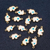 Turkish Blue Evil Eye Elephant Enamel Charms Gold Centre Pcs For Women