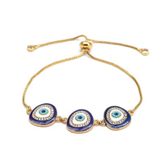 Gold Slider 3 Turkish Evil Eye Bracelet For Women