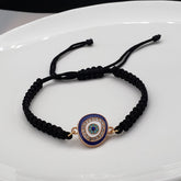 Evil Eye Gold Brass Bracelet For Men Women