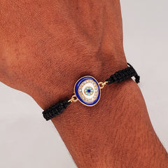 Evil Eye Gold Brass Bracelet For Men Women