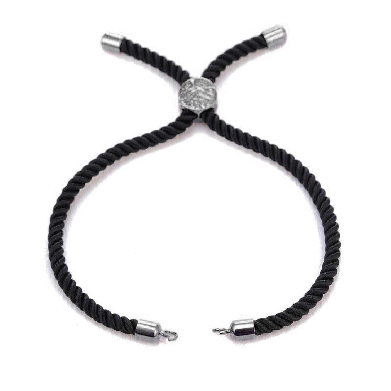 Black Silver Threads Adjustable Bracelet For Women