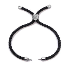 Black Silver Threads Adjustable Bracelet For Women